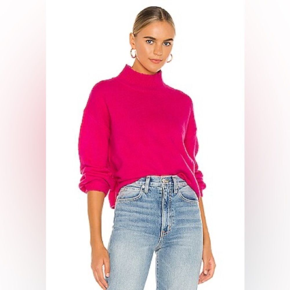 Line & Dot Julia Mock Neck Sweater Hot Pink Sz L